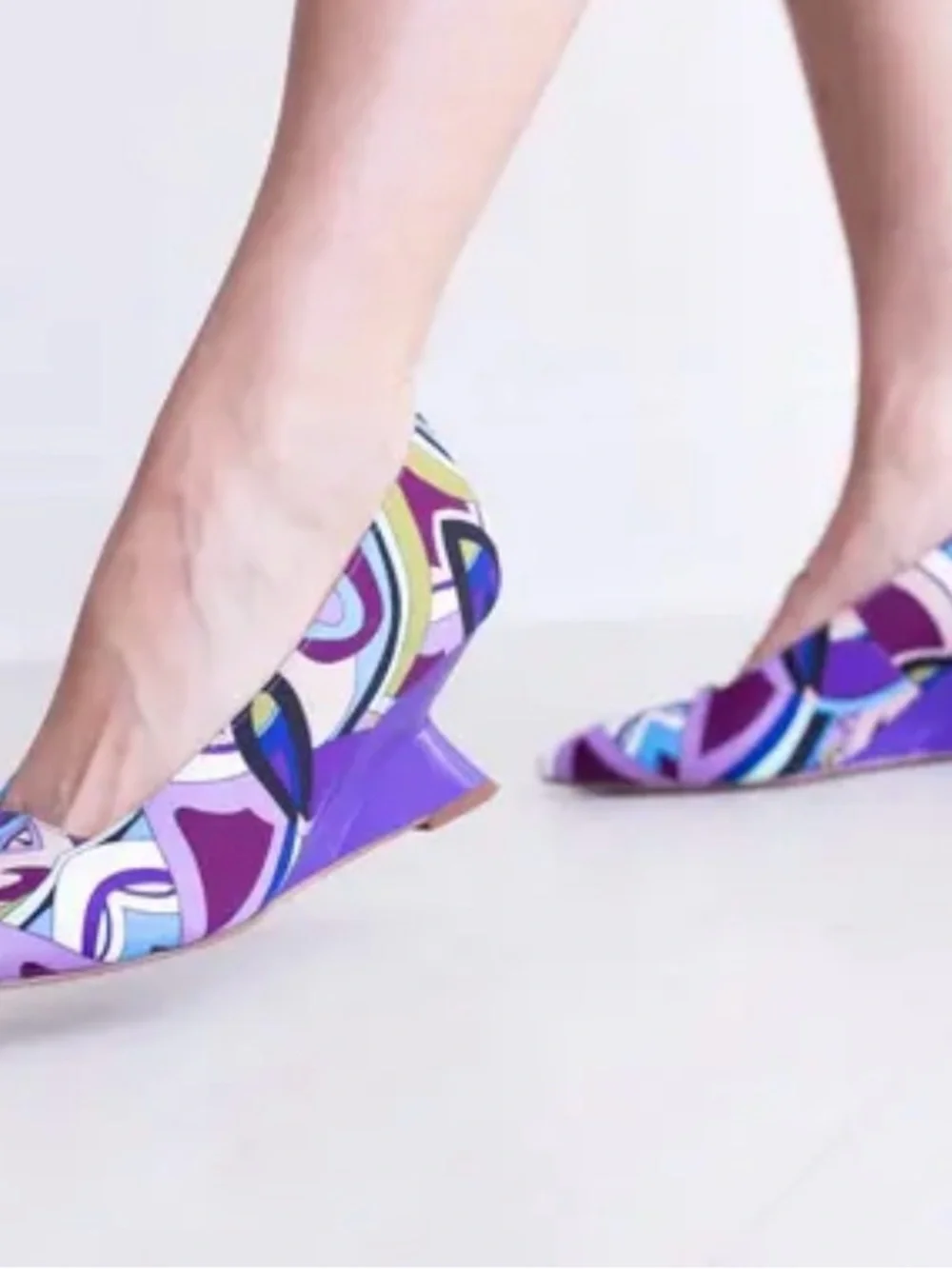 J.Reneé Anisha Pointed Toe Wedges in Purple Blue Green Multi